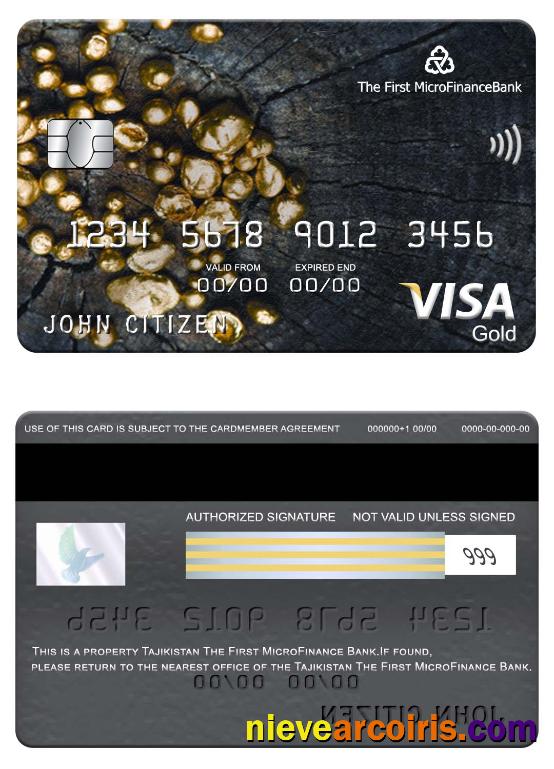 Tajikistan The First MicroFinance (FMFB) bank visa gold card